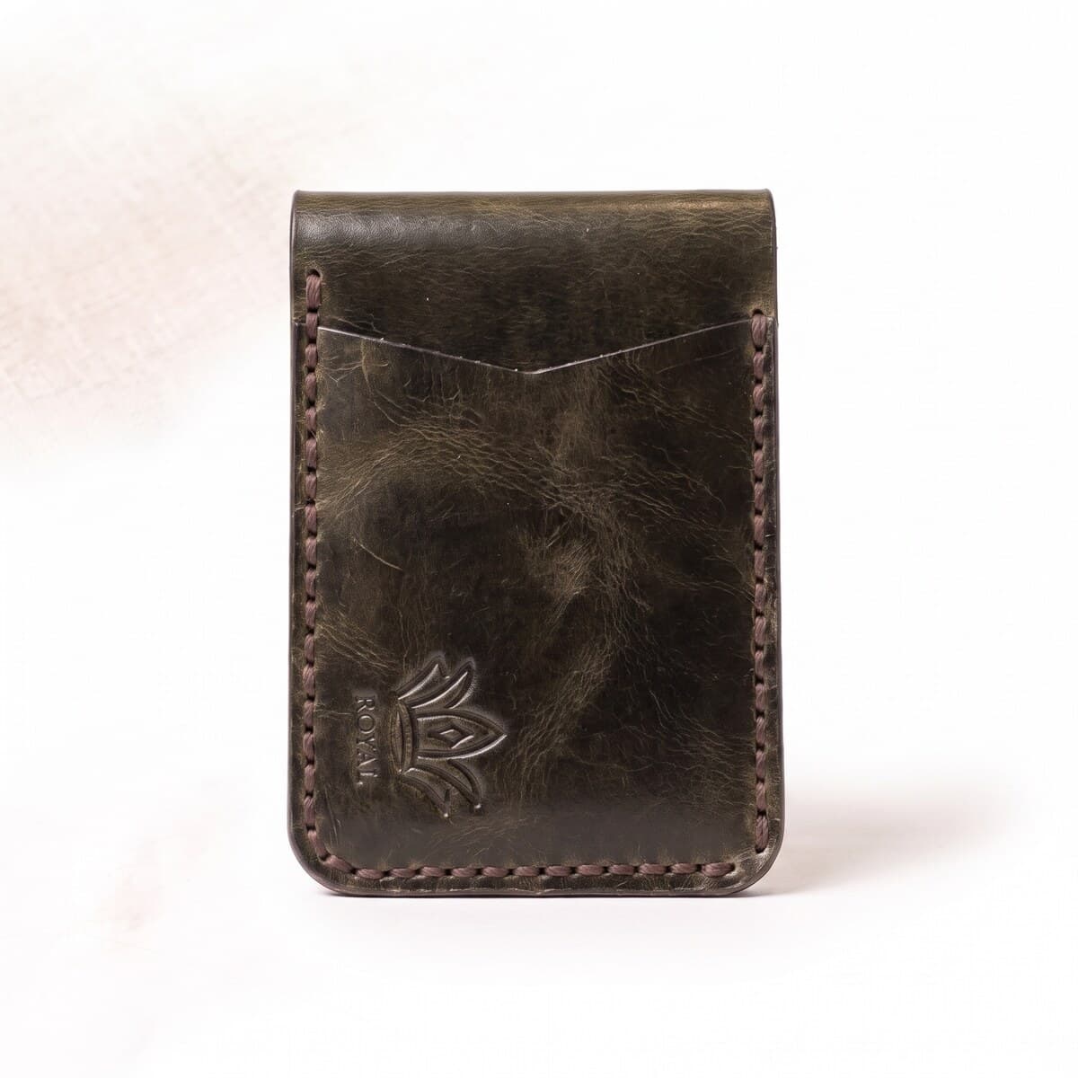 ROYAL Hand Stitch Front Pocket Wallet β Green β front view